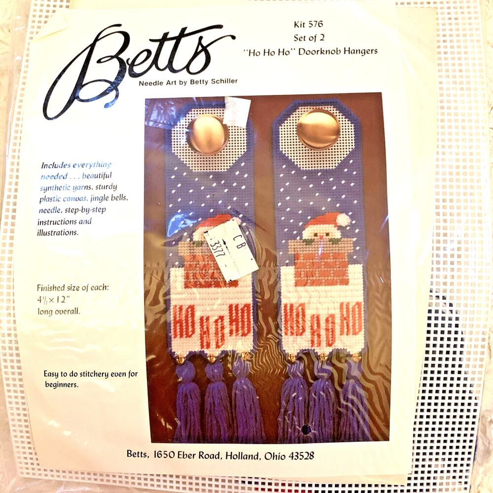 Santa Christmas Door Knob Hangers Betts Needle Art By Betty Schiller Kit #576
